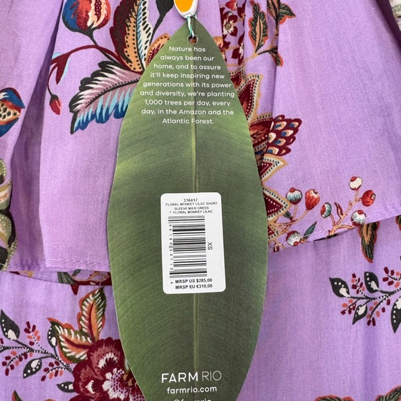 NWT FARM Rio Monkey Lilac Floral Off-Shoulder Purple Maxi Dress Size XS - Picture 3 of 15